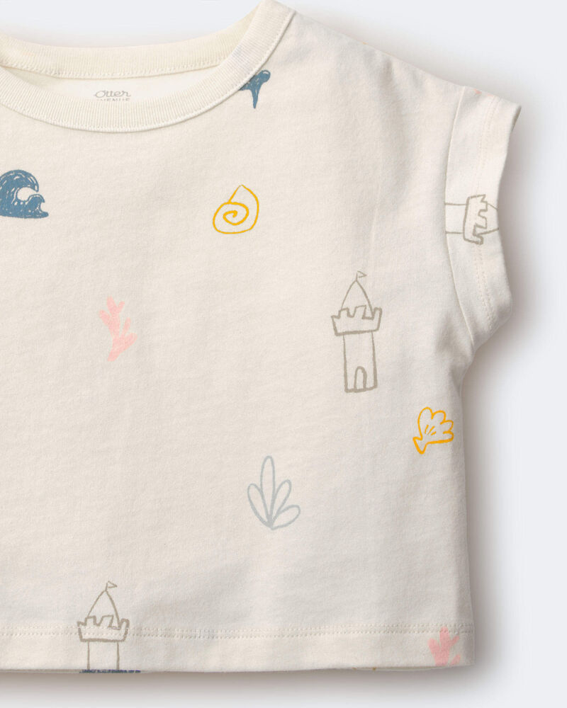 Toddler Girl Boxy Tee in Sandcastle Print - Cream, image 6 of 6 slides