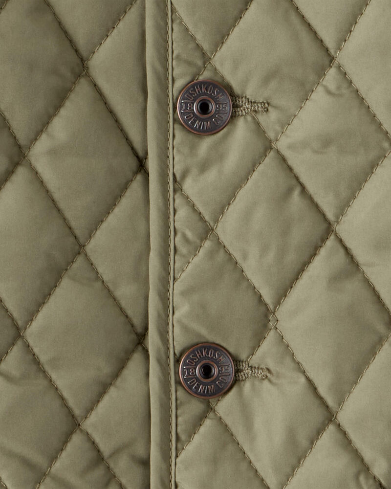 Toddler Boy Quilted Long-Sleeve Fashion Jacket - Olive, image 3 of 4 slides