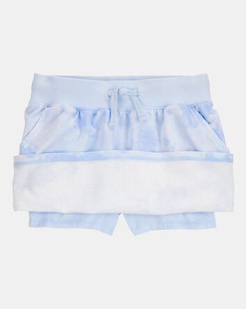 Kid Drawstring Cloud Dye French Terry Skort - Blue, 