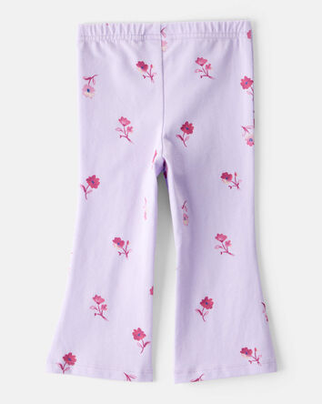 Baby Girl Floral Cotton Flare Pull-On Stretch Leggings - Purple, 