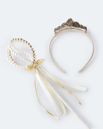 Toddler Girl 2-Pack Crown & Scepter Set - Gold/Pearl, 