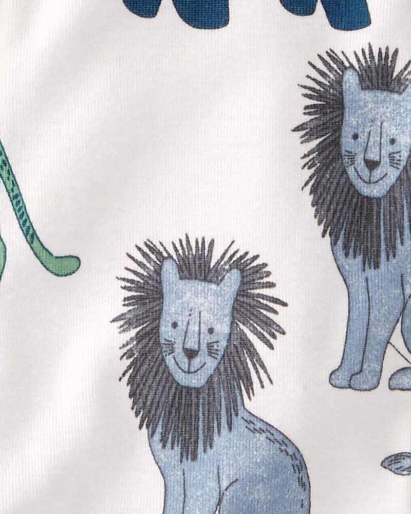 Baby Organic Cotton 1-Piece Pajamas in Wildlife Print, image 3 of 4 slides