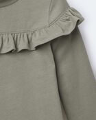 Toddler Girl Mock Neck Ruffle Top - Olive, image 7 of 7 slides