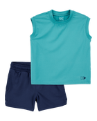 Toddler 2-Piece Active Muscle Tank & Pull-On Shorts Set - Blue, image 1 of 8 slides