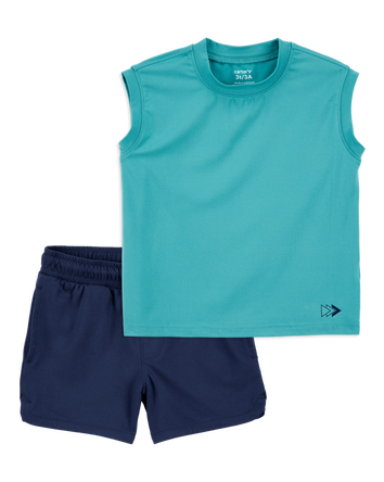 Toddler 2-Piece Active Muscle Tank & Pull-On Shorts Set - Blue, 