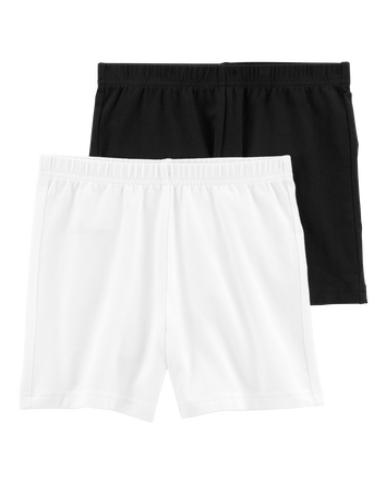 Kid 2-Pack Black/White Bike Shorts, 