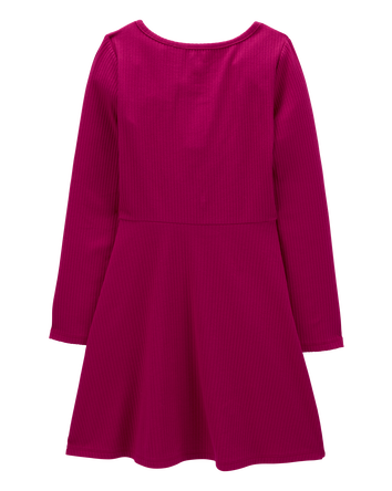 Kid Ribbed Long-Sleeve Dress, 