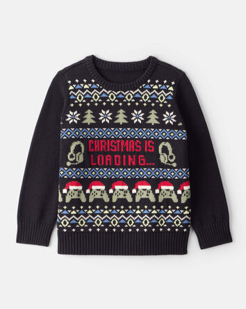 Boys Fair Isle Long-Sleeve Sweater - Black, 