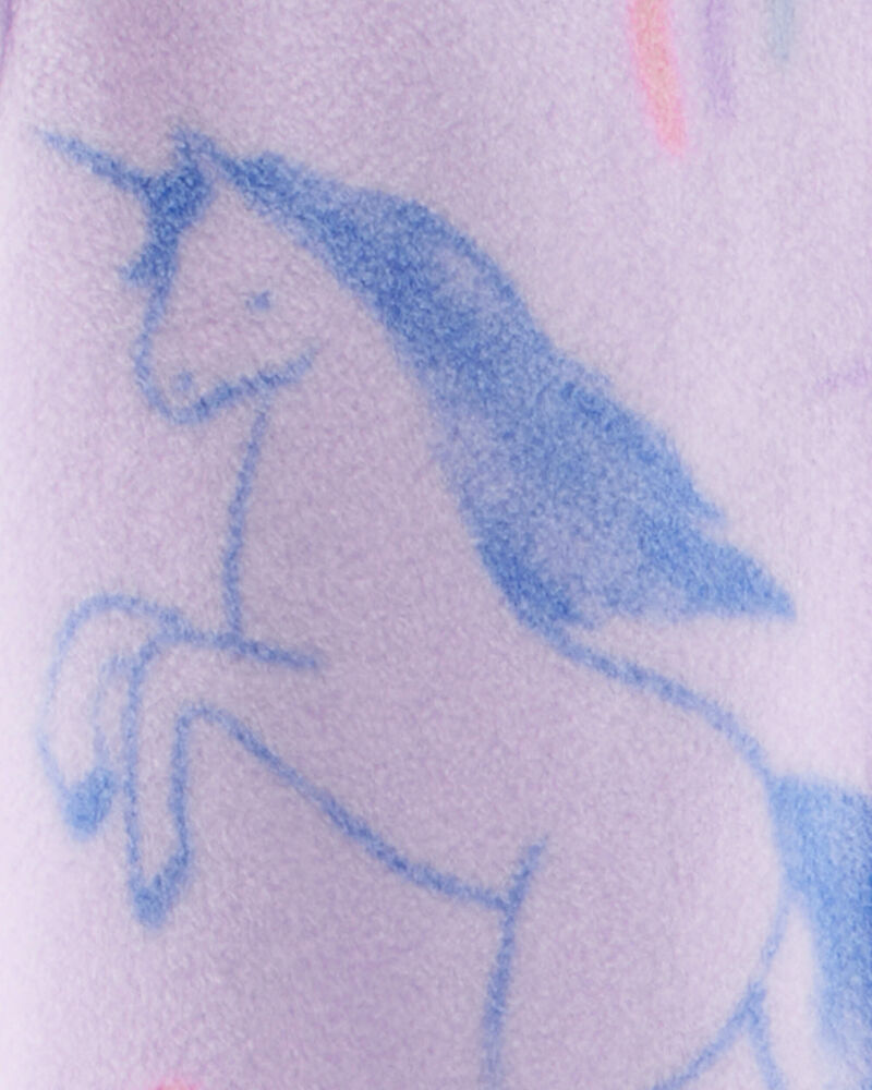 Baby Girl Unicorn Print Loose Fit Long-Sleeve 2-Way Zip 1-Piece Pajamas - Purple, image 3 of 4 slides