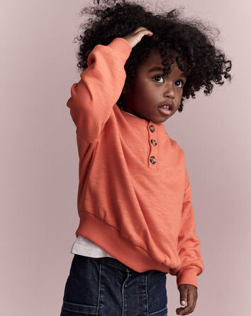 Toddler Boy French Terry Long-Sleeve Sweatshirt - Orange, 