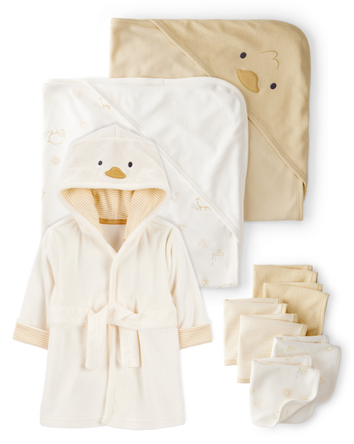 Baby 9-Piece Chick Bath Time Gift Set - Yellow/Ivory, 