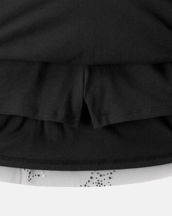 Girls Halloween Metallic Star Tulle Tutu Skort - Black, 