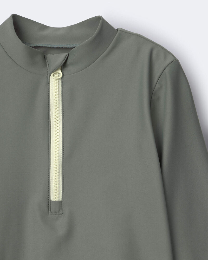Toddler Half-Zip Long-Sleeve Rashguard - Olive, image 6 of 6 slides
