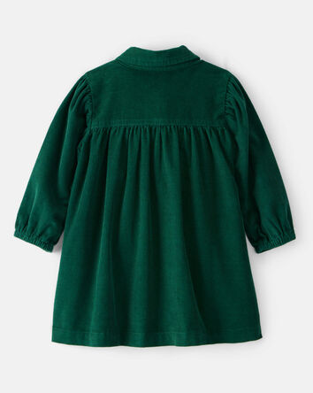 Baby Girl Corduroy Long-Sleeve Dress - Green, 