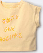Toddler Girl 'Salty Sun Socials' Boxy Tee - Yellow, image 5 of 5 slides