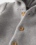 Baby Organic Cotton Signature Stitch Cardigan - Grey, image 3 of 5 slides