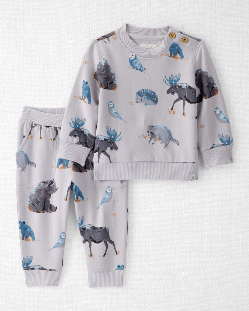 Baby Boy Midnight Forest Print Fleece Set Made with Organic Cotton, image 1 of 4 slides