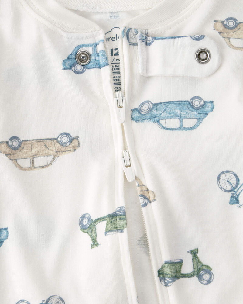 Baby Boy Car Print PurelySoft Footie 1-Piece Pajamas - Ivory, image 2 of 6 slides