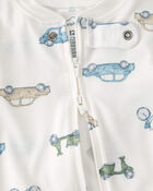 Baby Boy Car Print PurelySoft Footie 1-Piece Pajamas - Ivory, image 2 of 6 slides