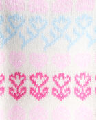 Baby Girl Floral Fairisle Sweater- Pink/White, image 2 of 3 slides