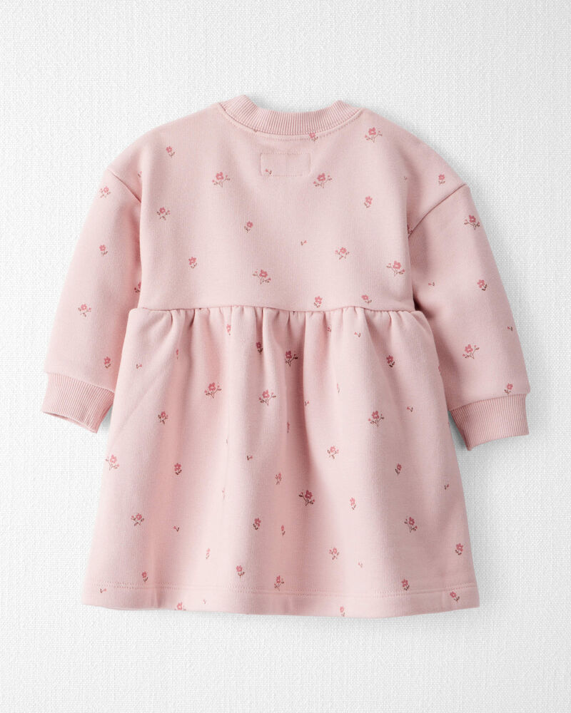 Baby Girl French Terry Dress Made with Organic Cotton in Blush Petals Print, image 2 of 6 slides