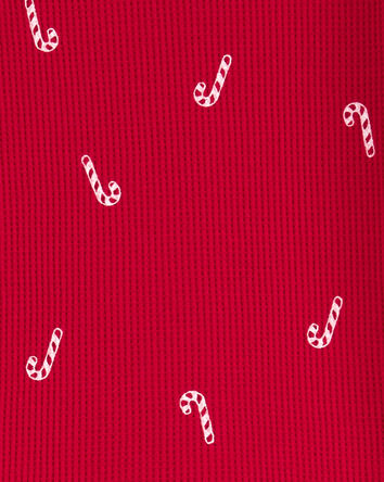 Baby 2-Piece Christmas Candy Cane Thermal Pajamas, 