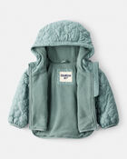 Baby Girl Floral Quilted Long-Sleeve Midweight Jacket - Green, image 2 of 3 slides