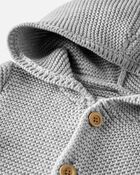 Toddler Organic Cotton Signature Stitch Cardigan in Grey, image 2 of 4 slides
