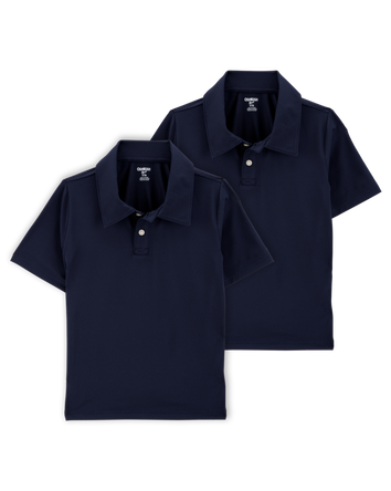 Kid 2-Pack Active Uniform Polo Shirts in Moisture Wicking BeCool&trade; Fabric - Navy, 