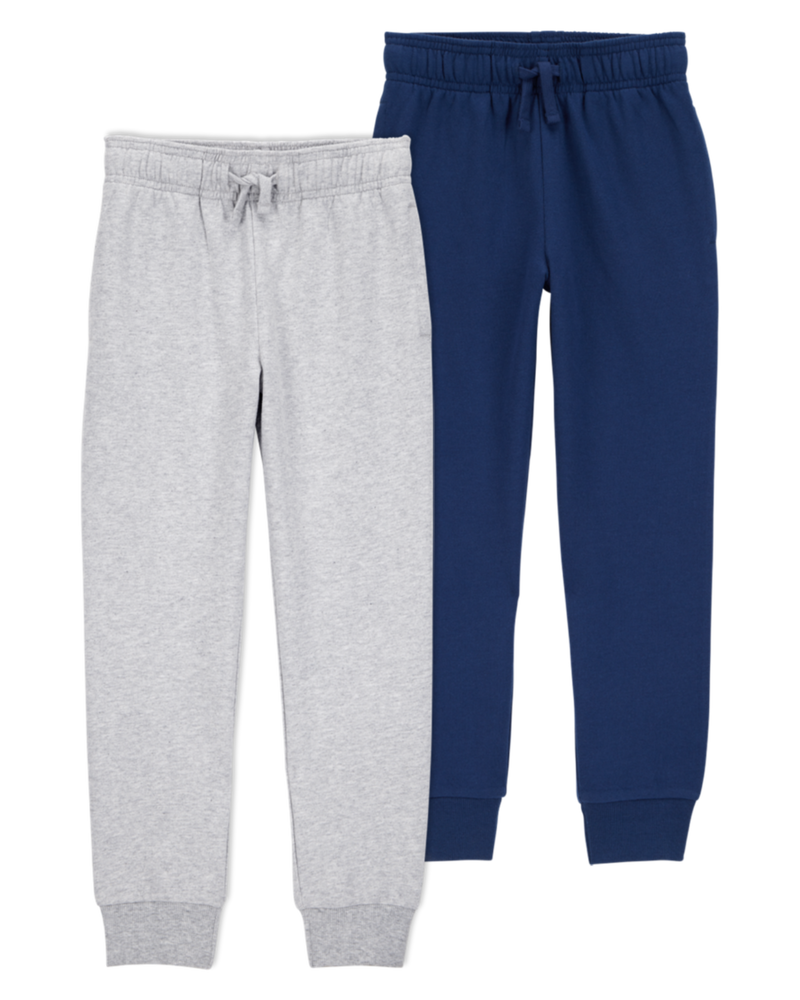 Toddler 2-Pack Pull-On Drawstring Joggers - Grey/Navy, image 1 of 7 slides