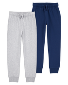 Toddler 2-Pack Pull-On Drawstring Joggers - Grey/Navy, image 1 of 7 slides