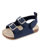 Baby Buckle Faux Cork Sandals  - Navy, image 6 of 6 slides