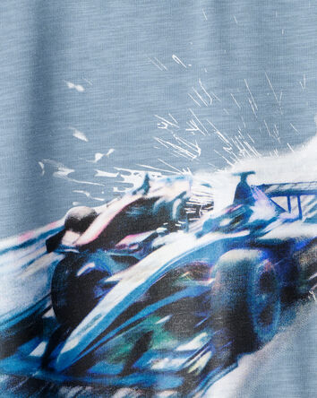 Boys Race Car Cotton Pullover Sweatshirt - Blue, 