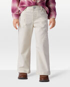 Toddler Embroidered Stretch Denim Wide Leg Jeans - Cream, image 3 of 7 slides