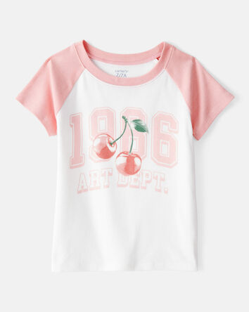 Girls Cherry Short-Sleeve Graphic Tee - Ivory/Pink, 