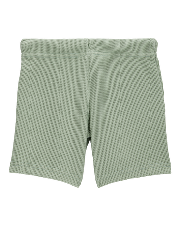 Baby Waffle Knit Drawstring Shorts - Green, 