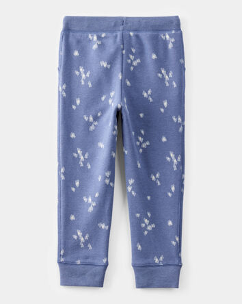 Toddler Girl Heart Print Fleece Drawstring Joggers - Blue, 