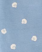 Baby Girl Shell Cotton Romper - Blue, image 2 of 3 slides
