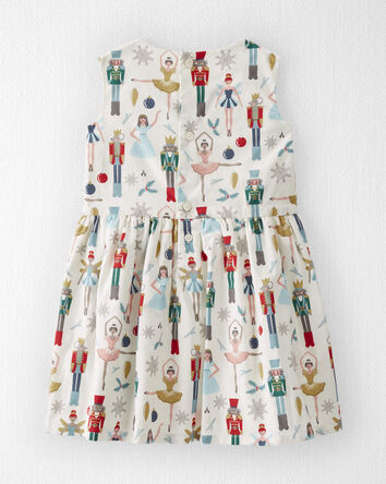 Toddler Girl Organic Cotton Dress in Nutcracker Print, 