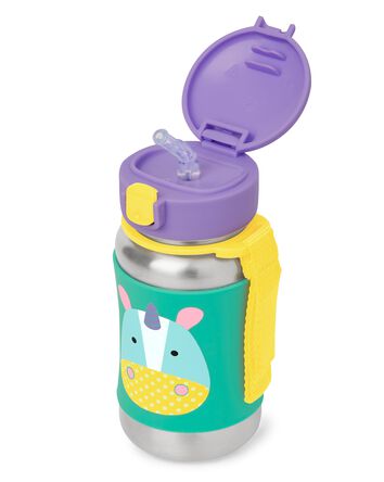 Zoo Stainless Steel Little Kid Straw Bottle, 