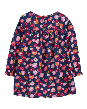 Toddler Navy Flower Babydoll Dress, 