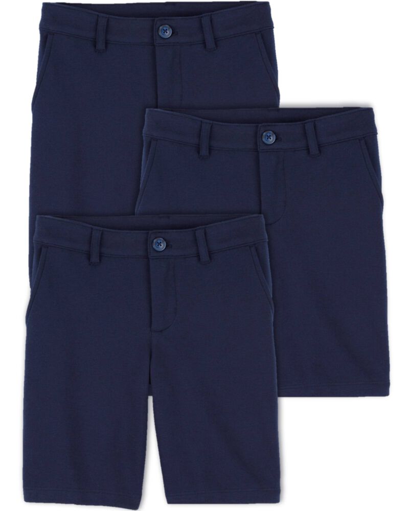 Kid 3-Pack Ponte Knit Uniform Shorts, image 1 of 4 slides