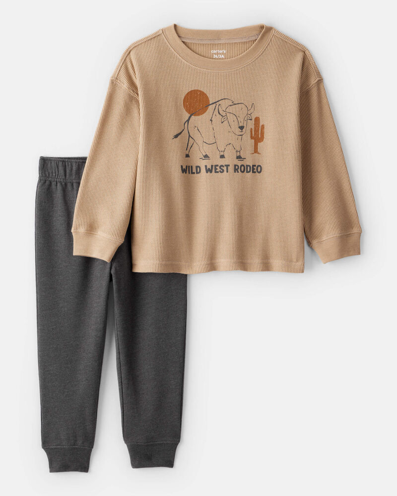 Toddler Boy Western Long-Sleeve Tee & Pant Set - Brown, image 1 of 4 slides