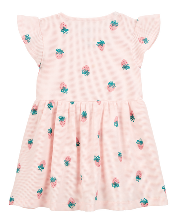 Toddler Strawberry Waffle Knit Dress, 