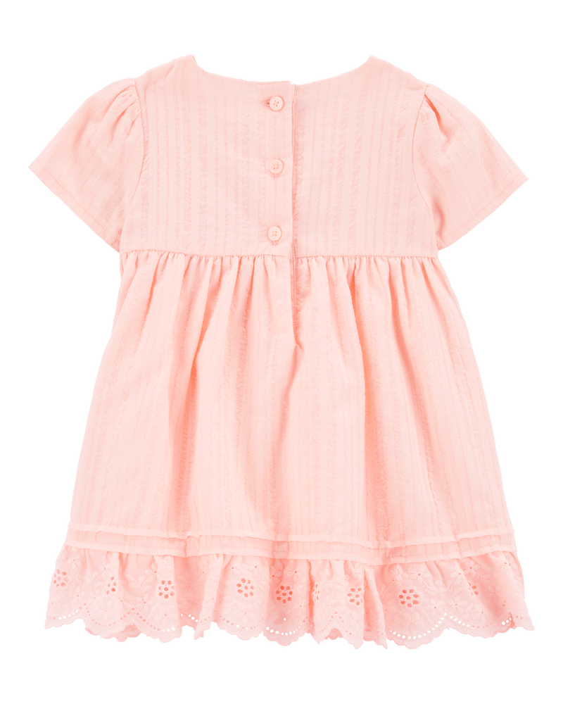 Baby Girl Eyelet Babydoll Dress - Pink, image 2 of 5 slides