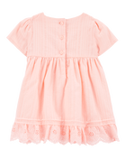 Baby Girl Eyelet Babydoll Dress - Pink, image 2 of 5 slides