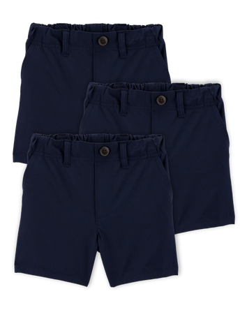 Toddler 3-Pack Active Pull-On Uniform Shorts - Navy, 