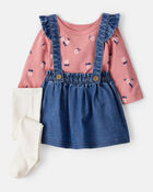 Baby Girl 3-Piece Floral Long-Sleeve Dress Set - Blue, image 1 of 6 slides