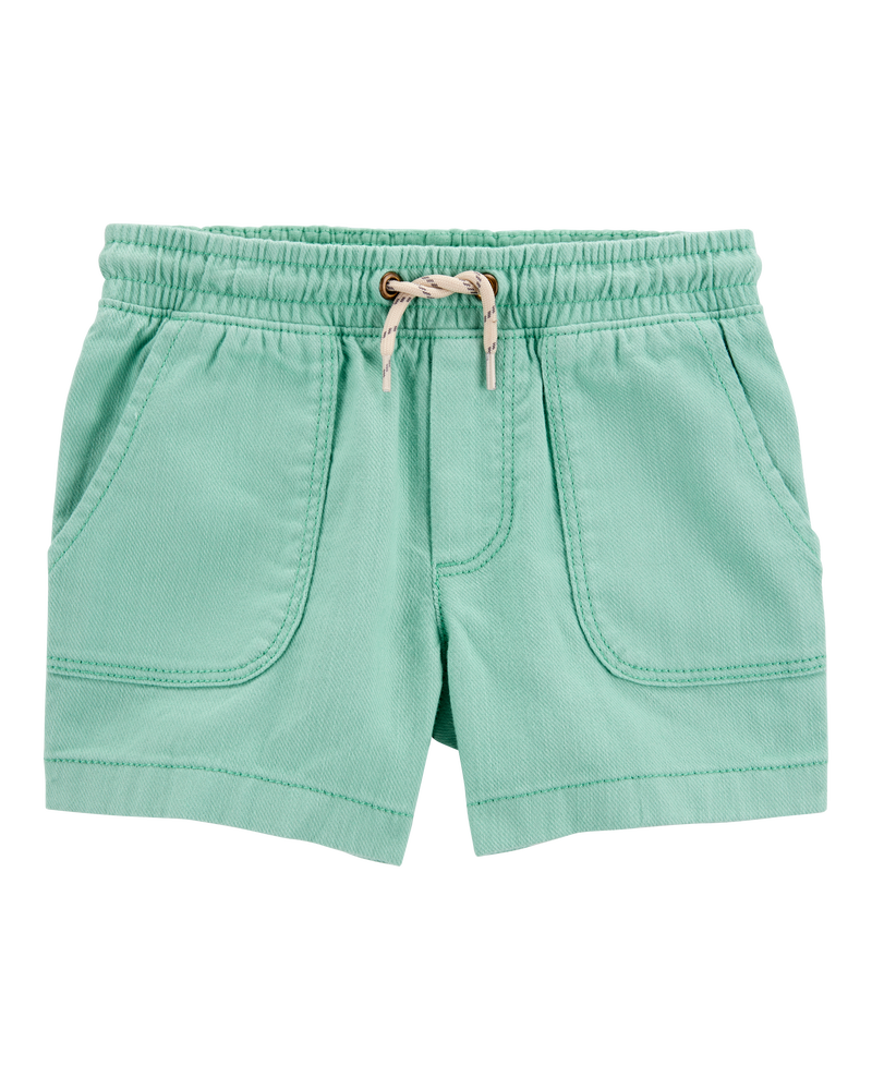 Toddler Pull-On Twill Shorts - Turquoise, image 1 of 6 slides
