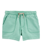Toddler Pull-On Twill Shorts - Turquoise, image 1 of 6 slides